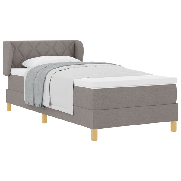 vidaXL Lit Box Spring avec Matelas Taupe 100x200 cm Tissu