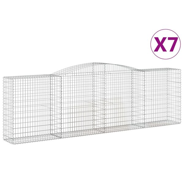 vidaXL Paniers à gabions arqués 7 Pièces 400x50x120/140 cm Fer galvanisé