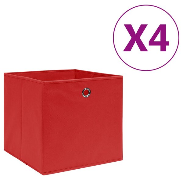 vidaXL Boîtes de rangement 4 Pièces Tissu intissé 28x28x28 cm Rouge