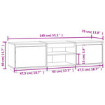 vidaXL Meuble TV Noir 140x35x40 cm Bois de pin massif
