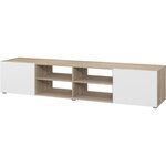 PILVI Meuble TV - Blanc et chene - L 180 x P 42 x H 37 cm