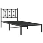 vidaXL Cadre de lit métal avec tête de lit noir 80x200 cm