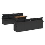 Ensemble de Canapé de Jardin vidaXL 9 Pièces avec Coussins Noir Poly Rattan