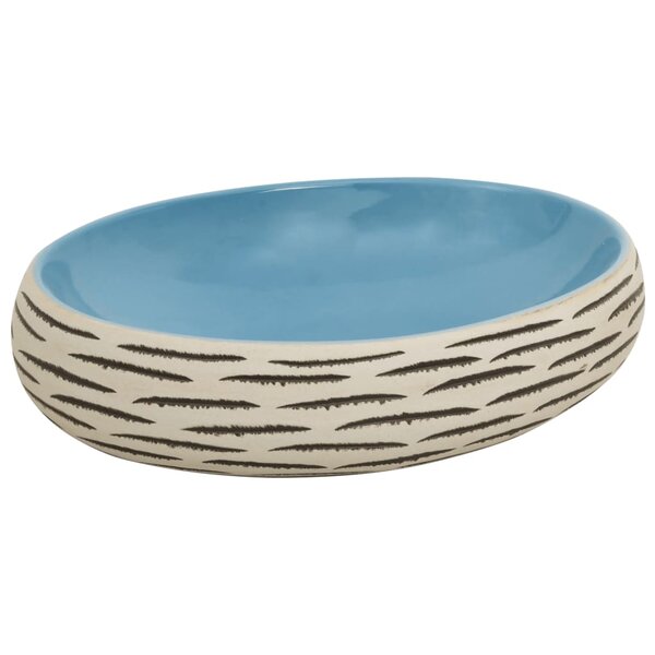 vidaXL Vasque à poser multicolore ovale 59x40x15 cm céramique