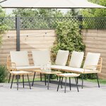 Ensemble de canapé de jardin de 4 pièces avec coussins en poly rattan naturel