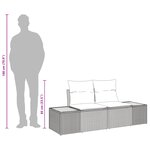 Sofa de jardin 2 places avec coussins gris en poly rotin