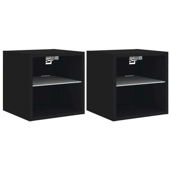 vidaXL Meubles TV muraux avec lumières LED 2 Pièces noir 30x28 5x30 cm