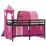 vidaXL Lit mezzanine enfants avec tour rose 80x200cm bois pin massif