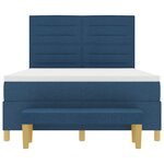 vidaXL Lit à ressorts avec matelas et banc Bleu 160x200 cm Tissu