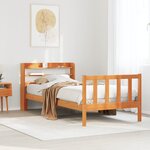 vidaXL Cadre de lit avec tête de lit sans matelas cire marron 90x200cm