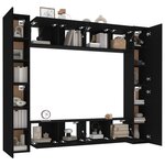 vidaXL Ensemble de meubles TV 8 Pièces Noir Bois d'ingénierie