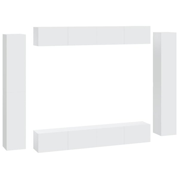 vidaXL Ensemble de meubles TV 8 Pièces Blanc Bois d'ingénierie