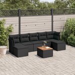 vidaXL Salon de jardin 8 Pièces avec coussins noir résine tressée