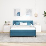 Lit box spring vidaXL avec matelas bleu foncé 160x200 cm en velours