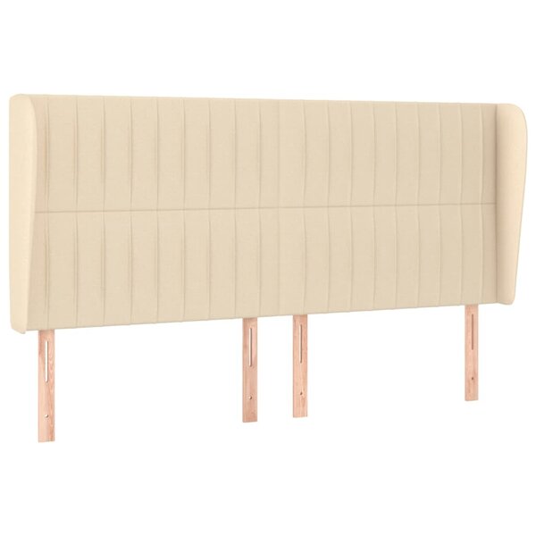 vidaXL Tête de lit avec oreilles Crème 163x23x118/128 cm Tissu