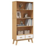 vidaXL Bibliothèque à 4 niveaux OLDEN blanc marron bois de pin massif