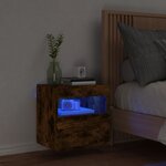 vidaXL Meuble TV mural avec lumières LED chêne fumé 40x30x40 cm