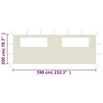 vidaXL Paroi latérale de belvédère avec fenêtres 6x2 m Crème