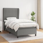 vidaXL Sommier à lattes de lit avec matelas Gris foncé 90x200 cm Tissu