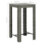 vidaXL Ensemble de bar de jardin 5 Pièces et coussins Résine tressée Gris