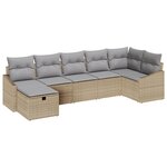 vidaXL Ensemble de canapé de jardin 7 pièces avec coussins beige poly rotin