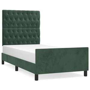 vidaXL Cadre de lit avec tête de lit Vert foncé 90x190 cm Velours