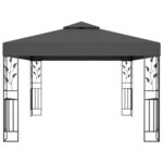 vidaXL Tonnelle avec double toit et lumières LED 3x4 m Anthracite