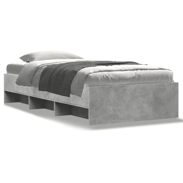 vidaXL Cadre de lit gris béton 75x190 cm bois d'ingénierie