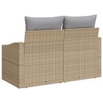Canapé de jardin 2 places vidaXL avec coussins Beige en poly rotin