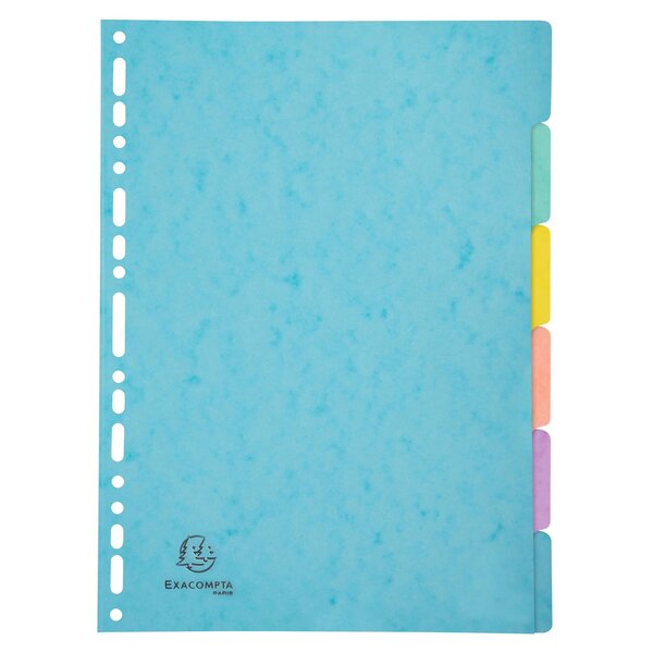 Intercalaires Carte Lustrée 400g/m2 Aquarel 6 Positions - A4 - Couleurs Assorties - X 25 - Exacompta