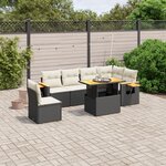 vidaXL Salon de jardin 7 Pièces avec coussins noir résine tressée