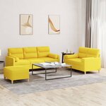 vidaXL Ensemble de canapés 3 Pièces avec coussins jaune clair tissu