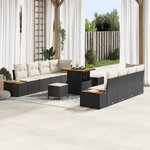 Ensemble de Canapé de Jardin vidaXL 11 Pièces avec Coussins Noir Rattan Acacia