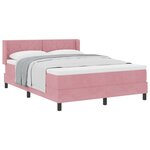 Lit Box Spring avec Matelas Rose 140x190 cm Velours