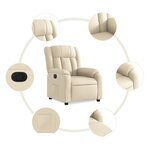 vidaXL Fauteuil inclinable électrique Crème Tissu