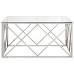 vidaXL Table basse argenté acier inoxydable et verre trempé