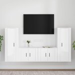 vidaXL Ensemble de meubles TV 4 Pièces Blanc brillant Bois d'ingénierie