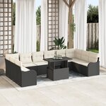 Ensemble de Canapés de Jardin de 11 Pièces avec Coussins en Rattan Poly Noir