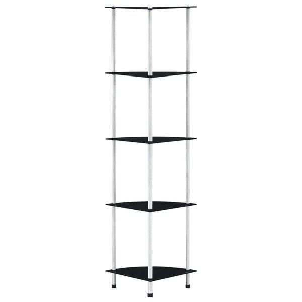 vidaXL Étagère 5 niveaux Noir 30x30x130 cm Verre trempé