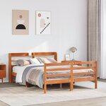 vidaXL Cadre de lit sans matelas cire marron 150x200cm bois pin massif