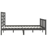 vidaXL Cadre de lit Gris Bois massif 150x200 cm Très grand