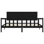 vidaXL Cadre de lit avec tête de lit noir 200x200 cm bois massif