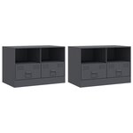 vidaXL Meubles TV 2 Pièces anthracite 67x39x44 cm acier