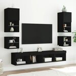 vidaXL Tables de chevet murales avec lumières LED 2 Pièces noir