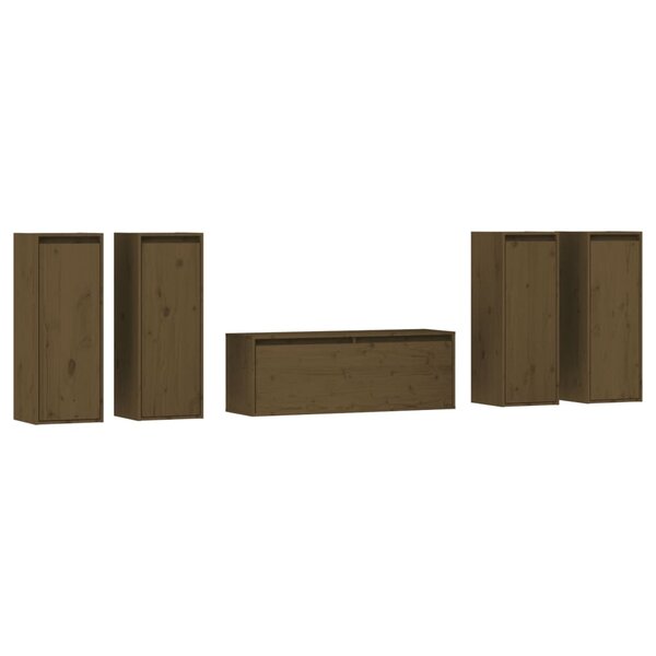 vidaXL Meubles TV 5 Pièces Marron miel Bois massif de pin