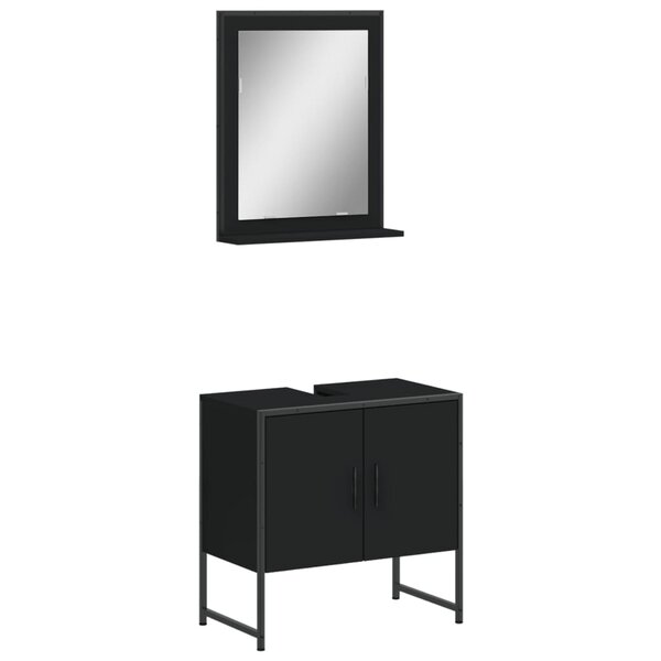 vidaXL Ensemble d'armoires de salle de bain 2 Pièces noir bois ingénierie