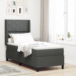 Lit à ressorts vidaXL avec matelas et LED Gris foncé 90x190 cm en tissu