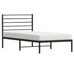 vidaXL Cadre de lit métal avec tête de lit noir 90x200 cm