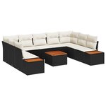 Ensemble de Canapé de Jardin de 6 Pièces avec Coussins en Rotin Poly Noir