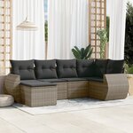 vidaXL Salon de jardin 6 Pièces avec coussins gris résine tressée